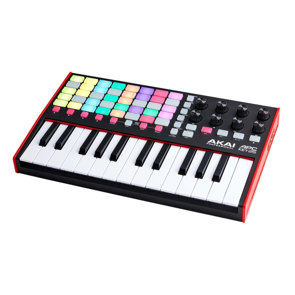 Akai APC Key 25 mk2 Ableton Live controller keyboard with pads and keys, compact music production MIDI controller.