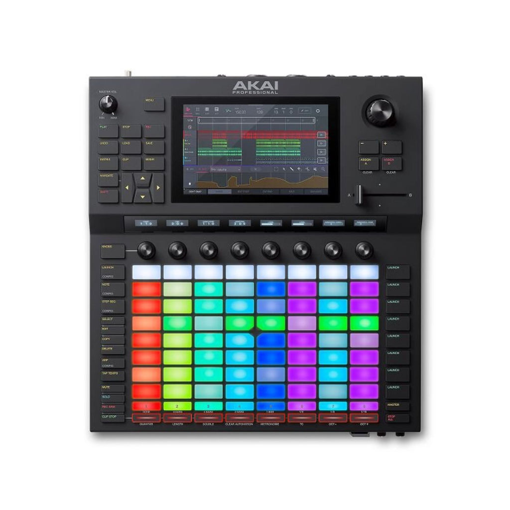 Akai Force standalone drum machine and production system on display, showing its sleek interface and control pads.