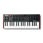 Akai Professional MPK Mini Plus MIDI controller keyboard with drum pads, knobs, and keys for music production.