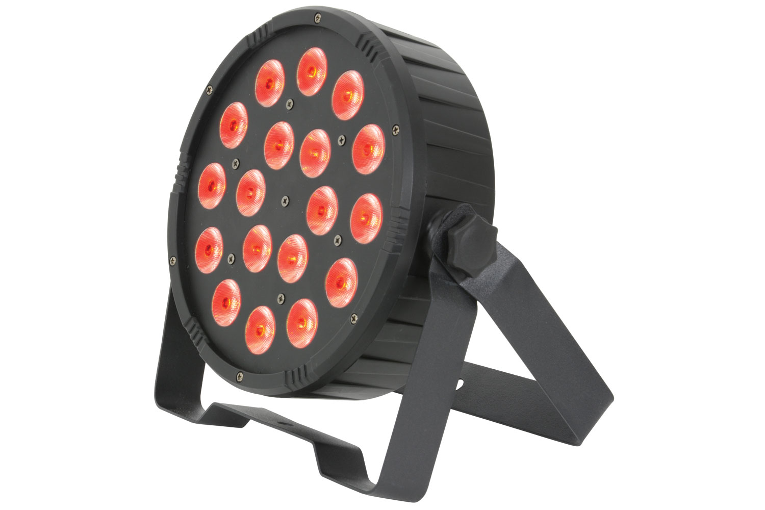 CR Lite CR Lite Slim Par Tri LED Wash Light 18 stage lighting fixture with adjustable angles and vibrant LED colors, shown in black.