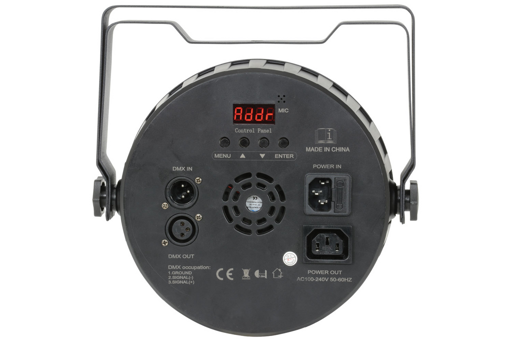 CR Lite CR Lite Slim Par Tri LED Wash Light 18 stage lighting fixture with adjustable angles and colorful LED illumination.