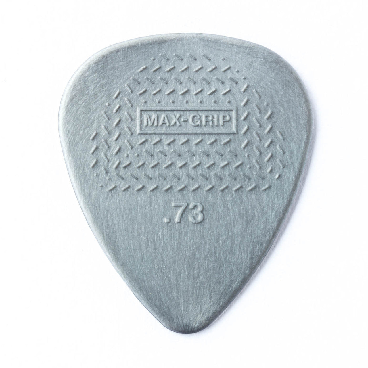 Gray Jim Dunlop Nylon Max .73mm guitar pick, durable and flexible, perfect for precise strumming and picking on electric or acoustic guitars.