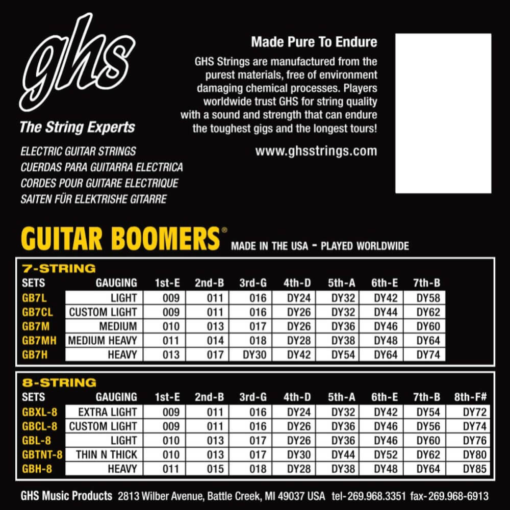 GHS Boomers GBH-8 String Heavy Electric Guitar Strings - 011 - 085