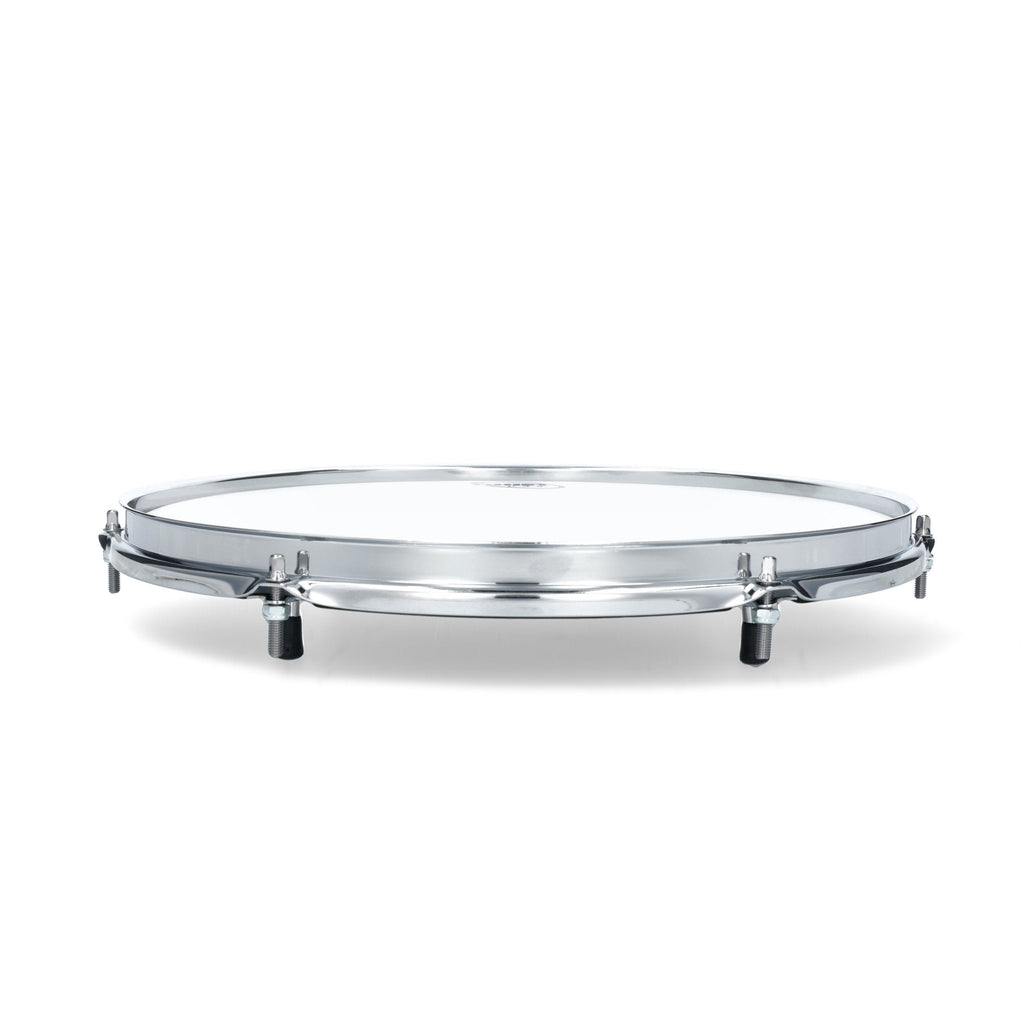 Sabian QT14SDCL 14-inch Classic Snare Drum Mute shown on a drum hardware setup for quiet practice.