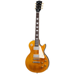 Gibson Les Paul Standard 50's Figured Top Electric Guitar in Honey Amber finish, showcasing its classic design and maple top.