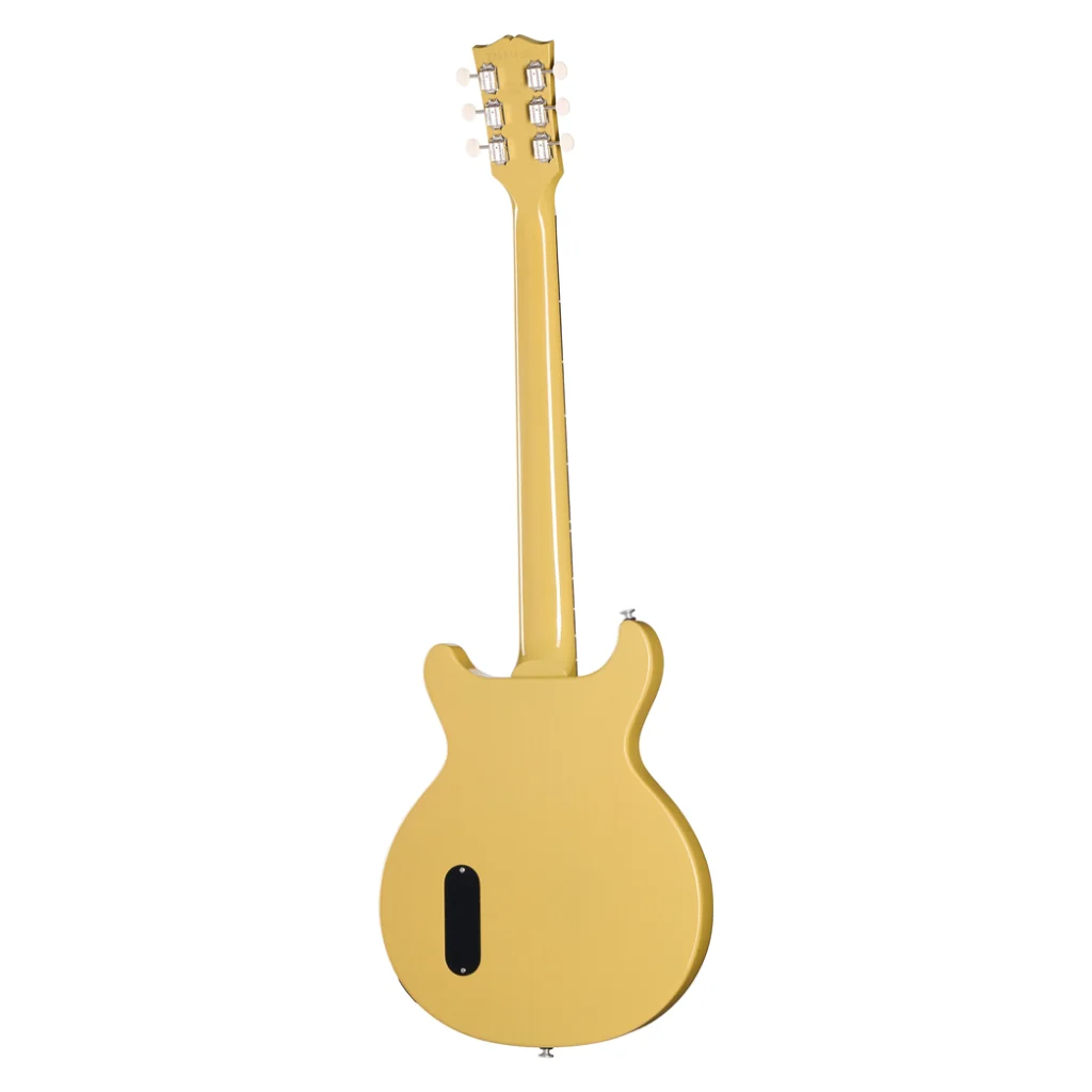 Gibson Les Paul Junior Double Cut electric guitar in TV Yellow with black pickguard and chrome hardware.