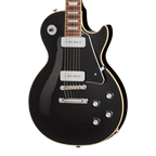 Gibson Noel Gallagher Les Paul Standard electric guitar in ebony finish, showcasing its sleek body and classic design.