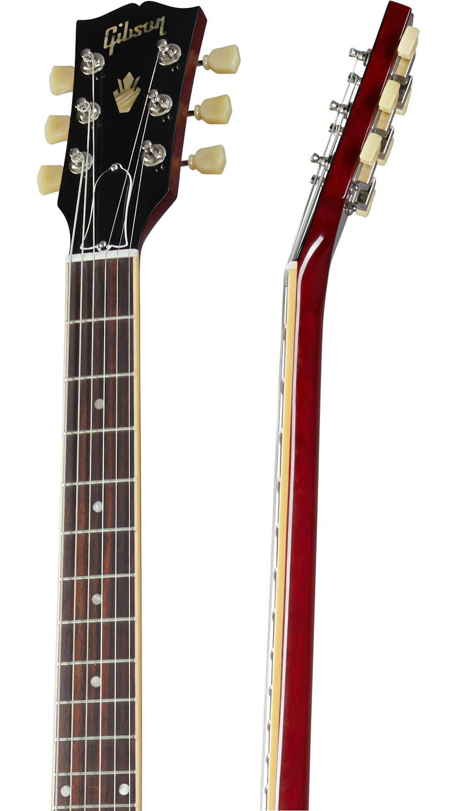 Gibson ES335 Sixties electric guitar in cherry finish, featuring double-cutaway body and classic guitar design.