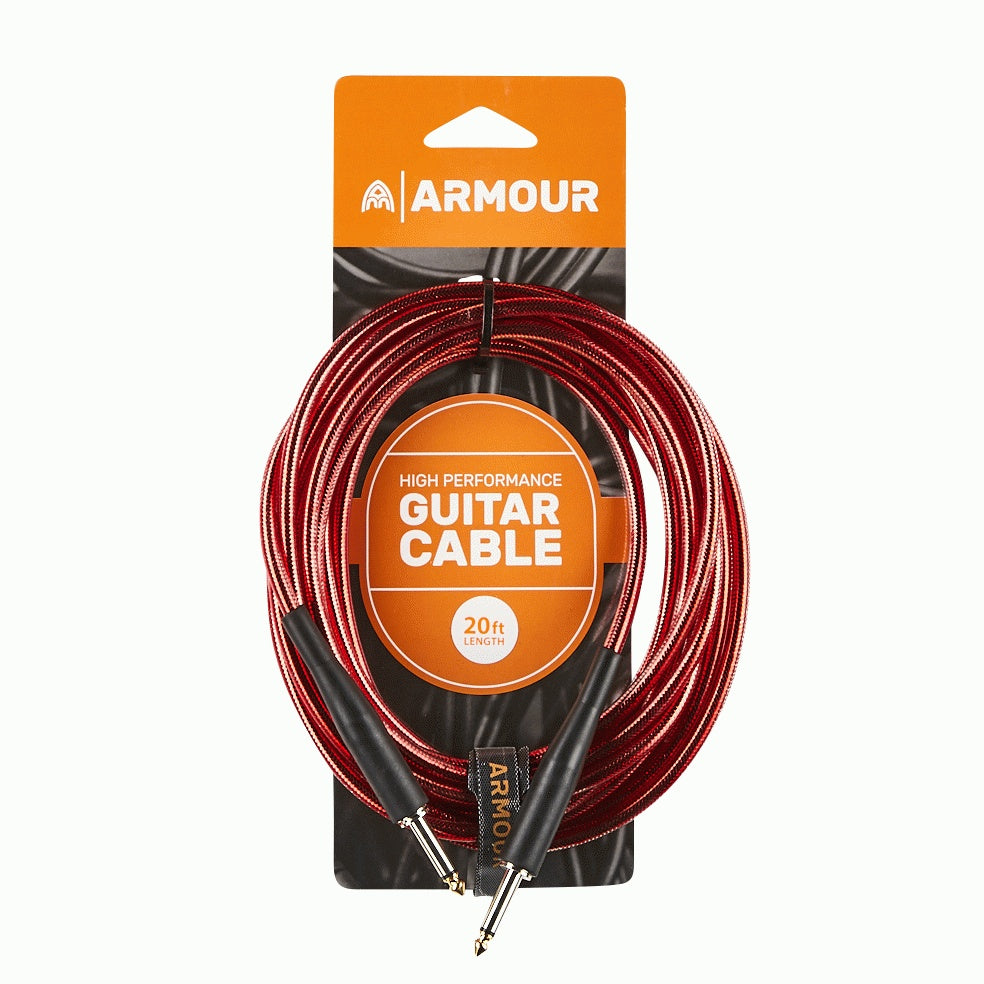 Armour GC20R 20ft Guitar Lead - Transparent Red