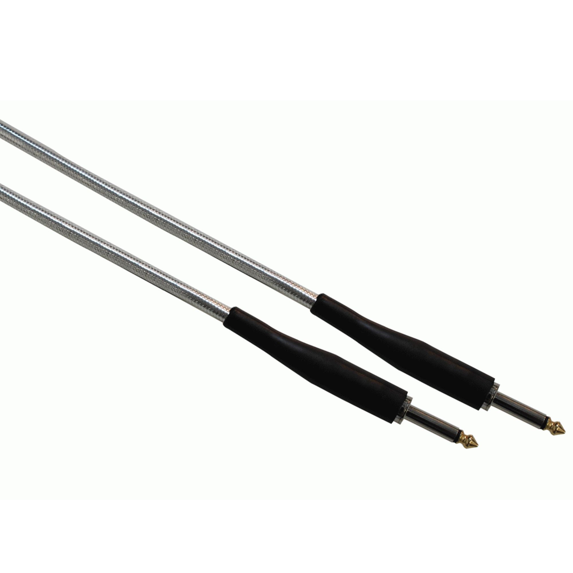 Armour GC20S 20ft transparent silver guitar lead, flexible and durable instrument cable with silver connectors for electric guitars.