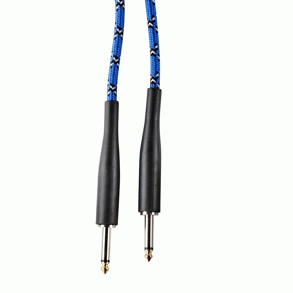 Armour GW10P 10ft blue woven Python guitar lead showing detailed braided cable and connectors for electric guitars.