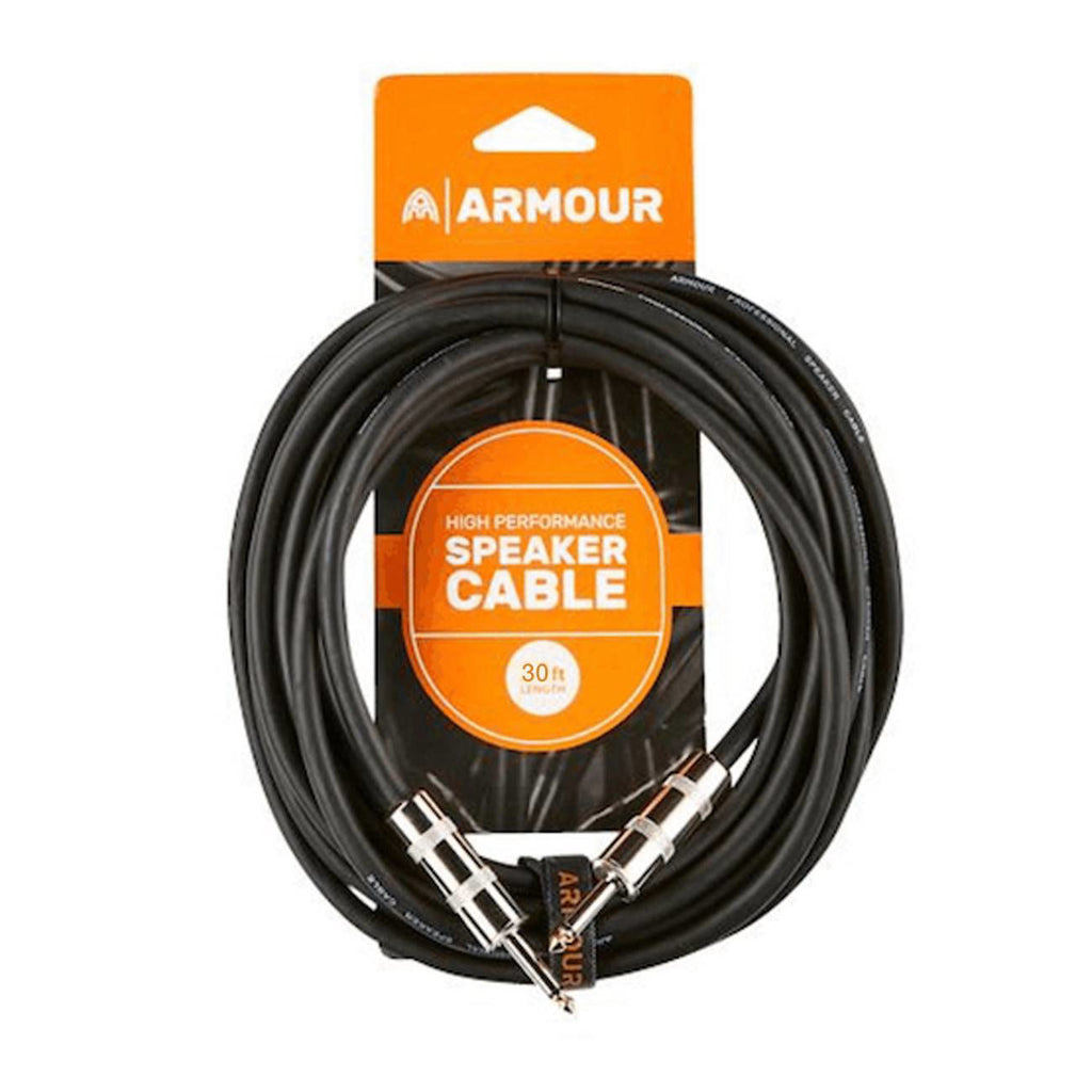 Armour SJP30 Jack speaker cable, 30 feet long, for PA systems, showing the black cable with connectors on each end.