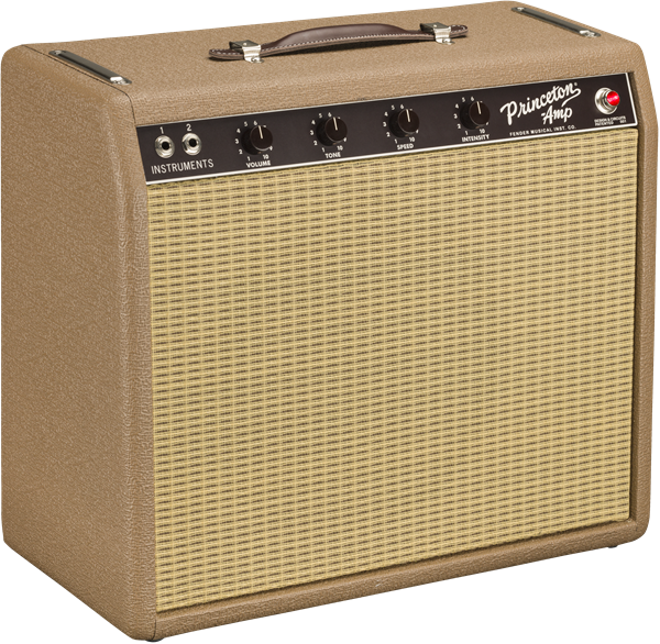 Fender 62 Princeton Chris Stapleton Edition guitar amplifier with vintage-style control panel and textured black covering.