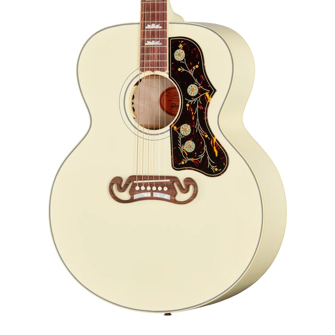 Gibson SJ-200 Standard Classic White left-handed acoustic guitar front view