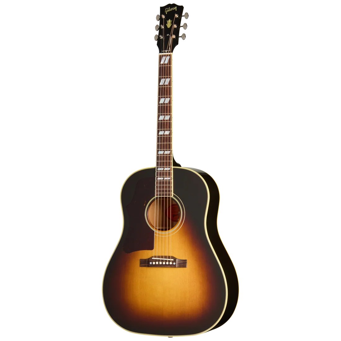 Gibson Southern Jumbo Original acoustic guitar, vintage sunburst finish, left-handed view