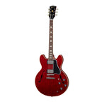 Gibson Murphy Lab '64 ES-335 Ultra Light aged electric guitar in vibrant 60s Cherry finish, showing body and neck details.