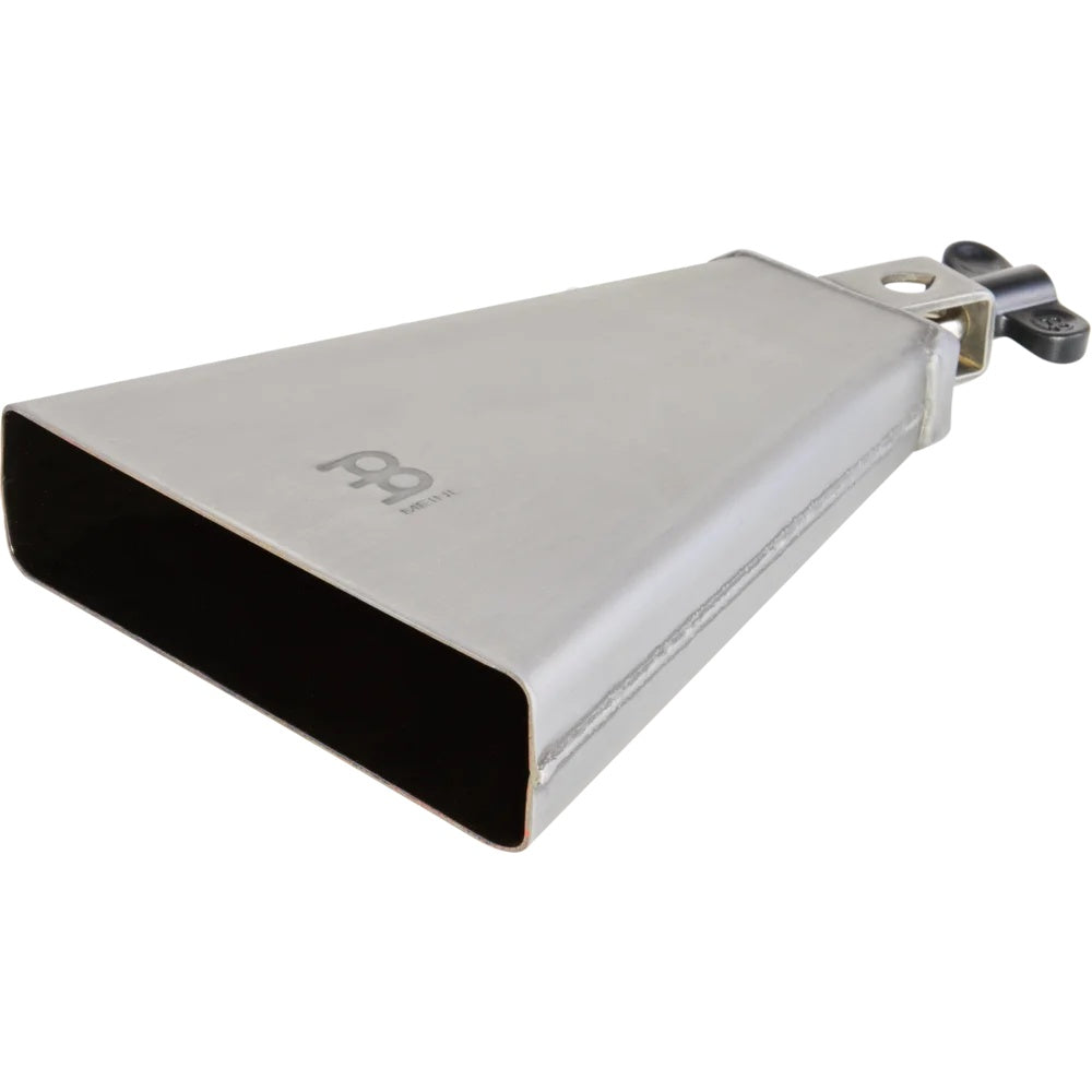 Meinl SMBG mountable salsa G-tuning cowbell attached to percussion stand, hand percussion accessory for Latin rhythms