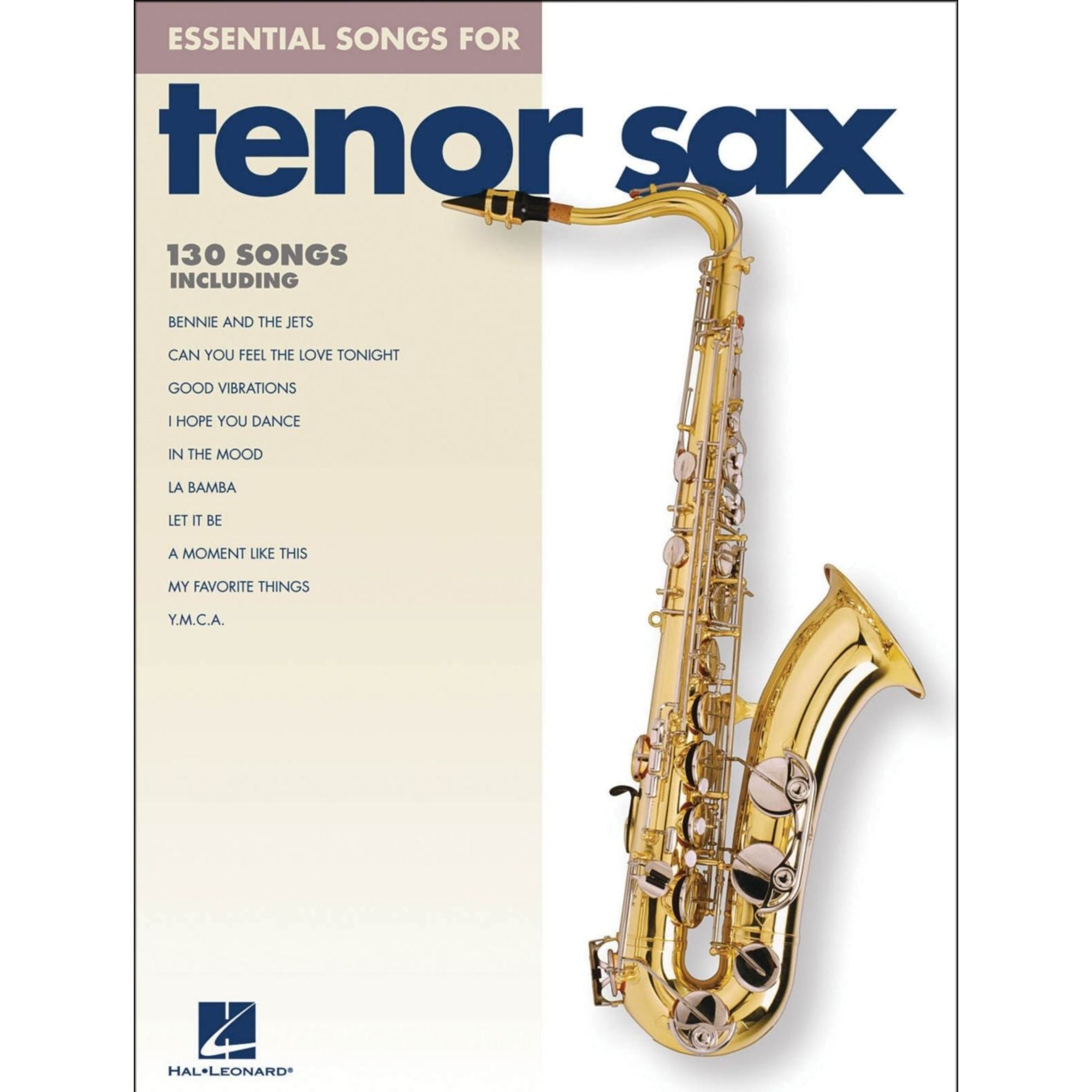 Hal Leonard Essential Songs for Tenor Sax book, brass and woodwind music sheet collection, showing cover and pages.