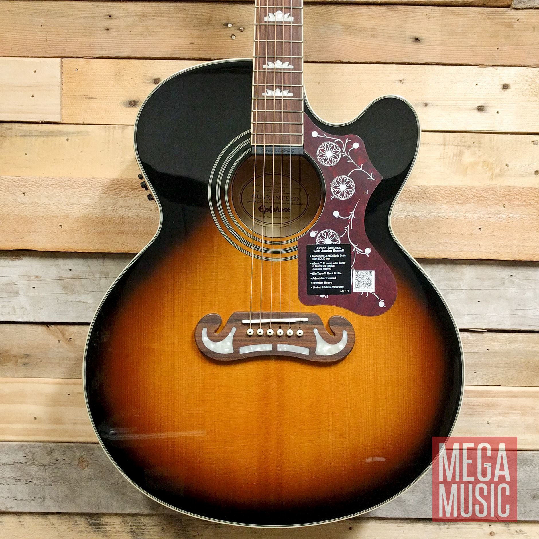 Epiphone EJ200SCE Acoustic Guitar Vintage Sunburst