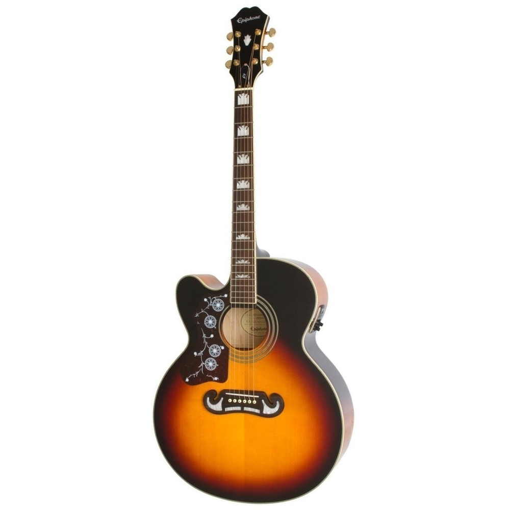 Epiphone Left-Handed J200EC Studio Acoustic Guitar with Pickup in Vintage Sunburst
