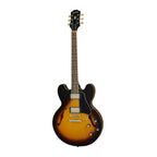 Epiphone ES-335 semi-hollow body electric guitar in vintage sunburst finish with dual humbucker pickups and classic design.