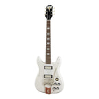 Epiphone Crestwood Custom electric guitar in Polaris White with chrome hardware and dual humbucker pickups.