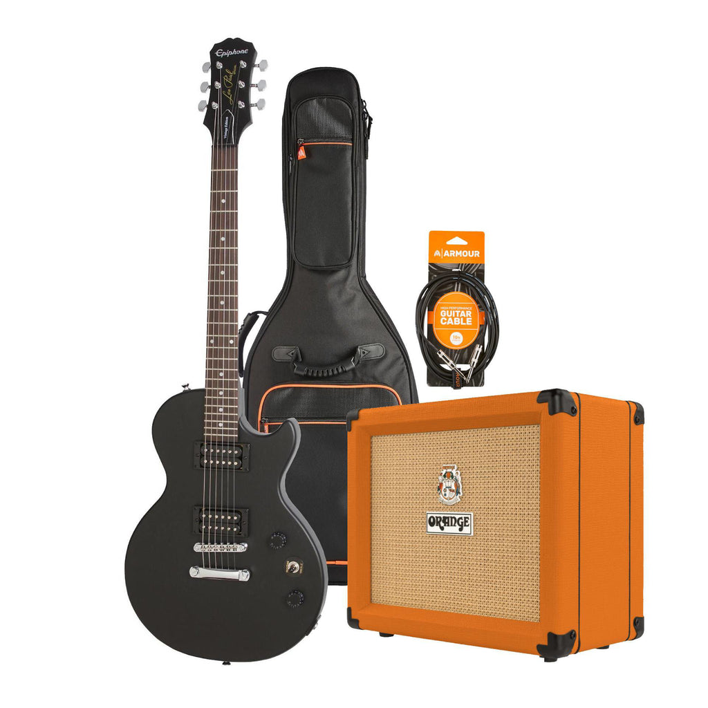 Epiphone Les Paul Special E1 Electric Guitar Starter Pack in Ebony Vintage with Crush 12 Amp, Armour Bag & GS10 Lead