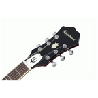 Epiphone Noel Gallagher Riviera electric guitar in wine red with chrome hardware and vintage-style pickups.