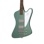 Epiphone Thunderbird 64 electric bass guitar in Inverness Green with chrome hardware and four-string design.