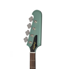 Epiphone Thunderbird 64 electric bass guitar in Inverness Green, showing its distinctive body and vintage-style hardware.