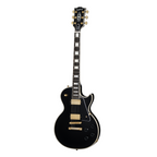 Epiphone Inspired By Gibson Les Paul Custom electric guitar in ebony with gold hardware and dual humbucker pickups.