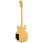 Epiphone Les Paul Special Double Cut electric guitar in TV Yellow with chrome hardware and dual humbucker pickups.
