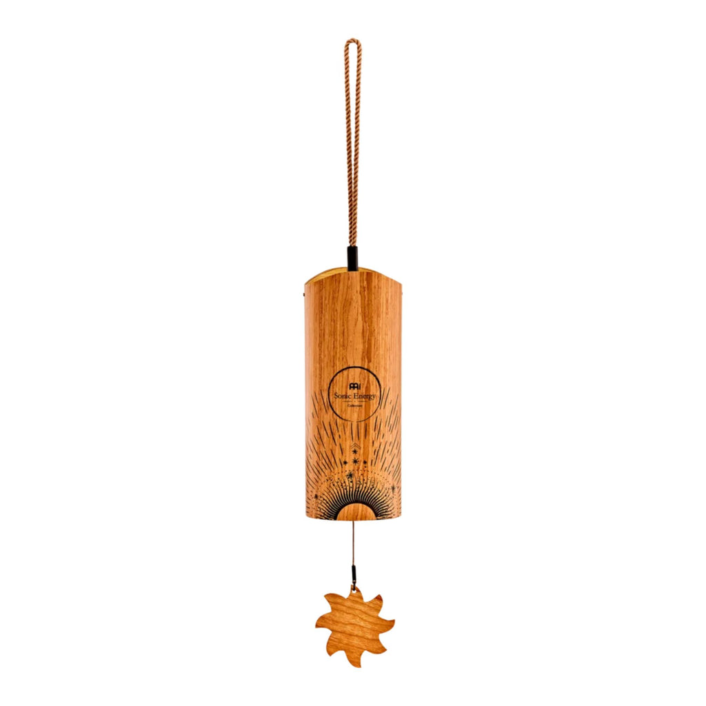 Meinl Aurora Cosmic Bamboo Chime for hand percussion, featuring vibrant bamboo tubes and cosmic design in a natural setting