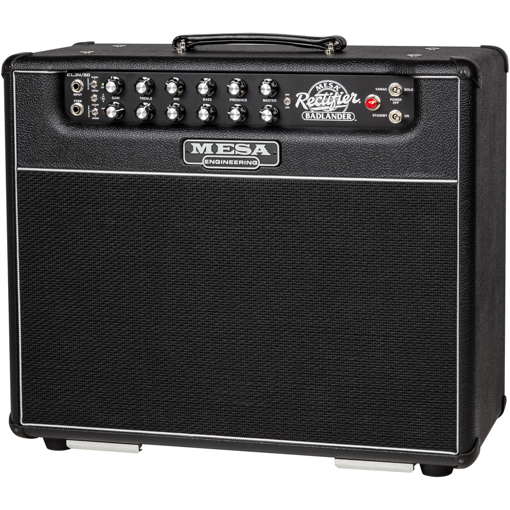 Mesa Boogie Badlander 50 1x12 guitar combo amplifier with control panel and speaker cone visible inside the cabinet.