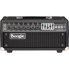 Mesa Boogie Mark IIC+ guitar amplifier head with control knobs and input jacks, showcasing its sleek design and branding.