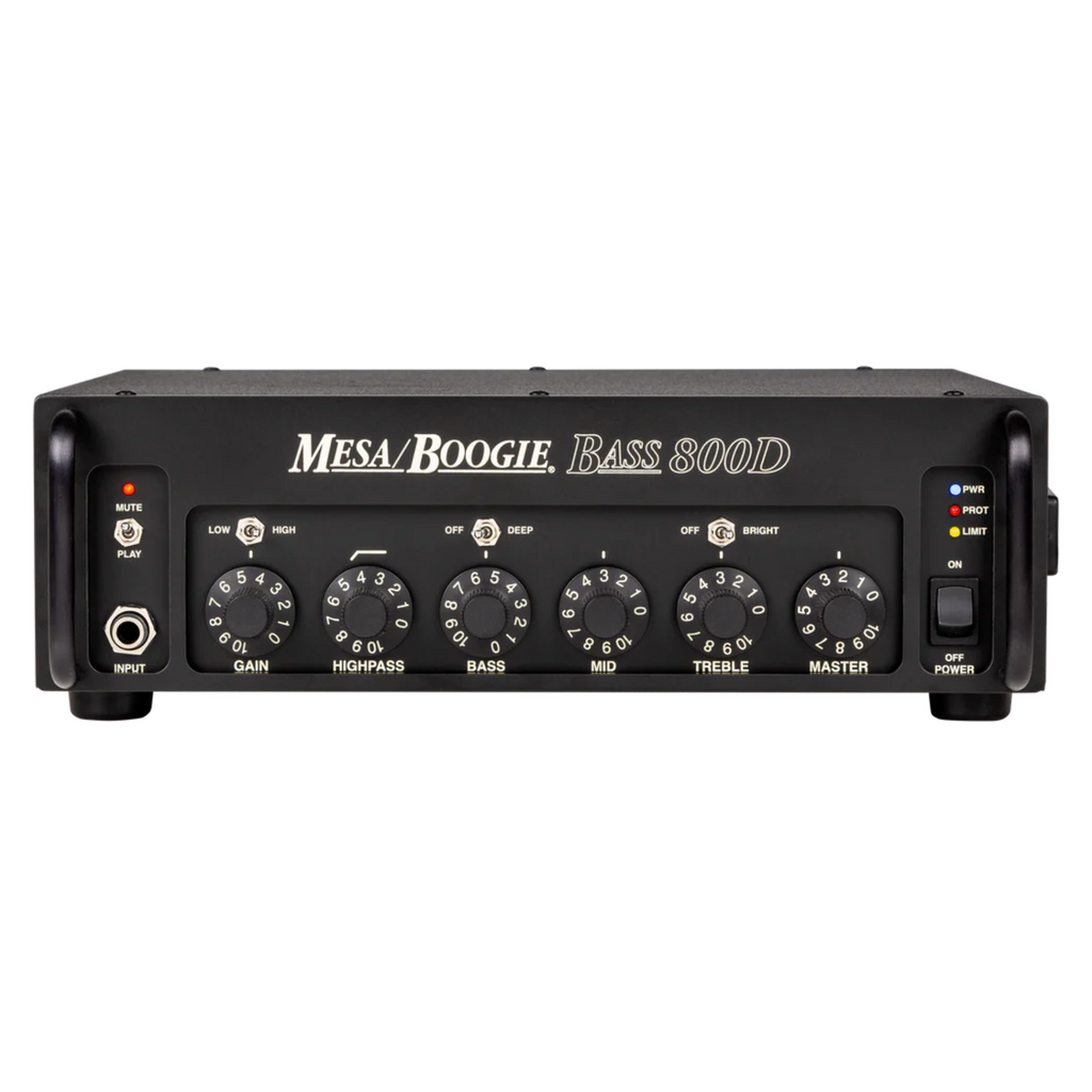 Mesa Boogie Bass-800D Subway Series compact bass amplifier head with control knobs and input jacks, black metal casing.