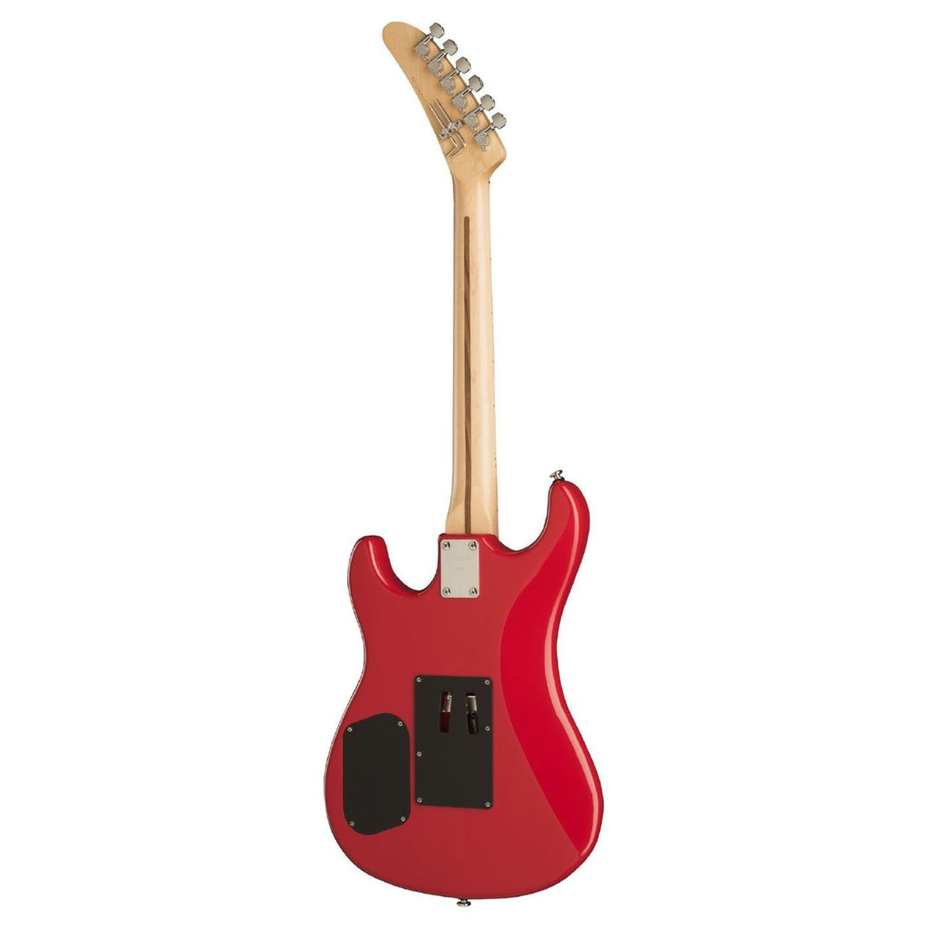Kramer The 84 electric guitar in radiant red with a sleek body and six strings, showcasing its iconic design and vibrant finish.