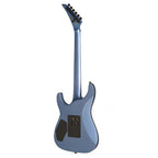 Kramer SM1 electric guitar in Candy Blue with a sleek body, six strings, and chrome hardware, showcasing a modern music style.