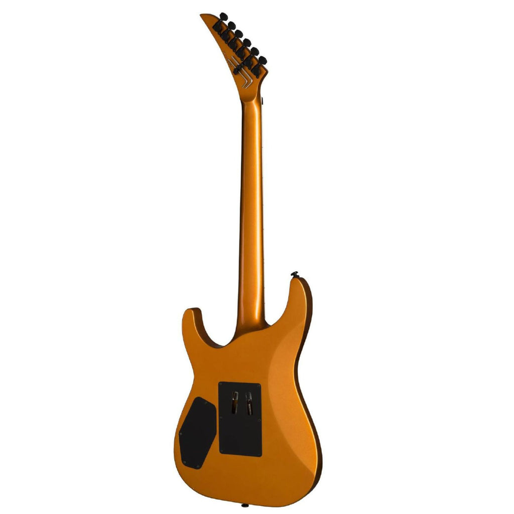 Kramer SM1 electric guitar in orange crush finish with black hardware and pickups, showcasing its sleek body and neck profile.