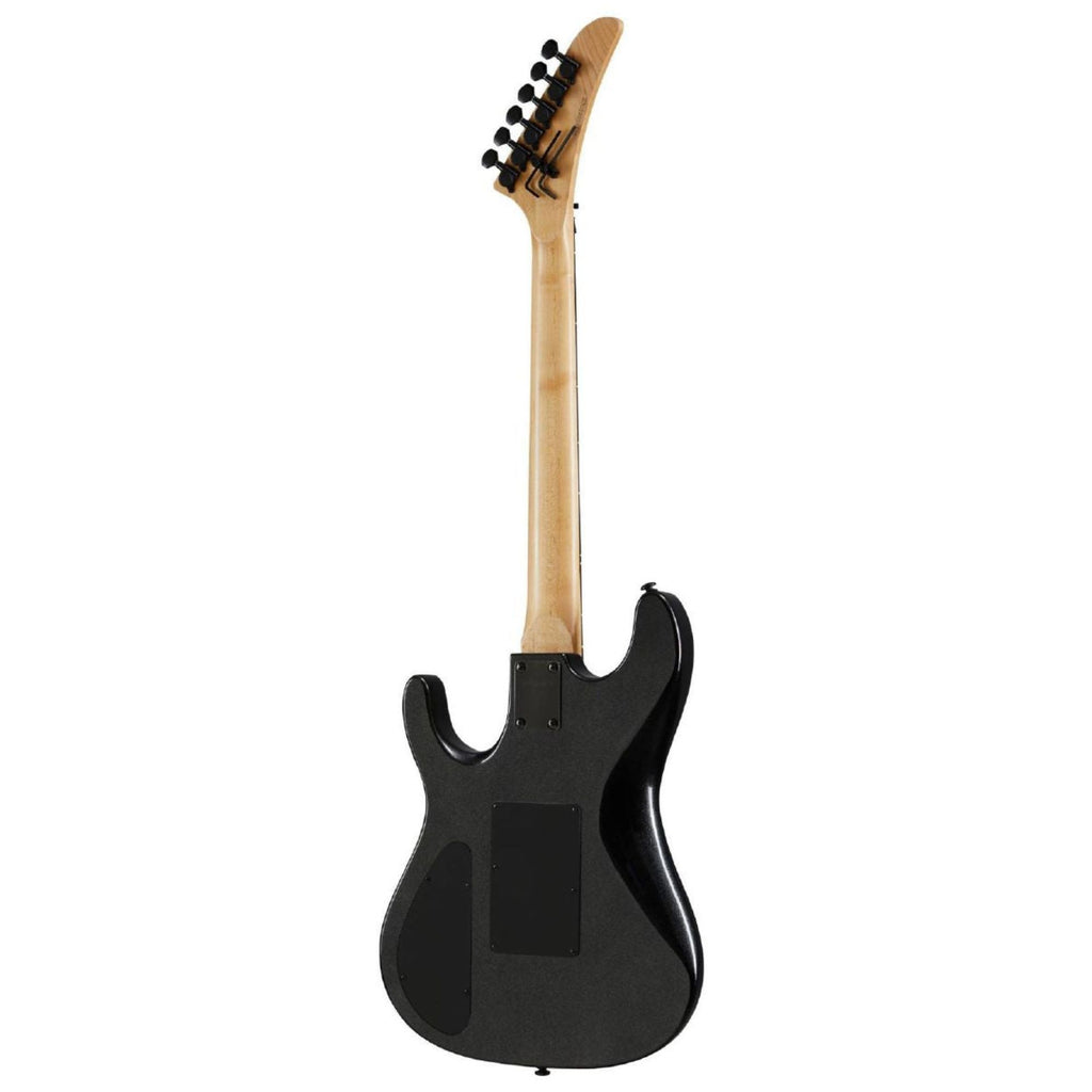 Kramer Nightswan electric guitar in jet black metallic finish, showcasing sleek body and hardware, designed for rock music enthusiasts.