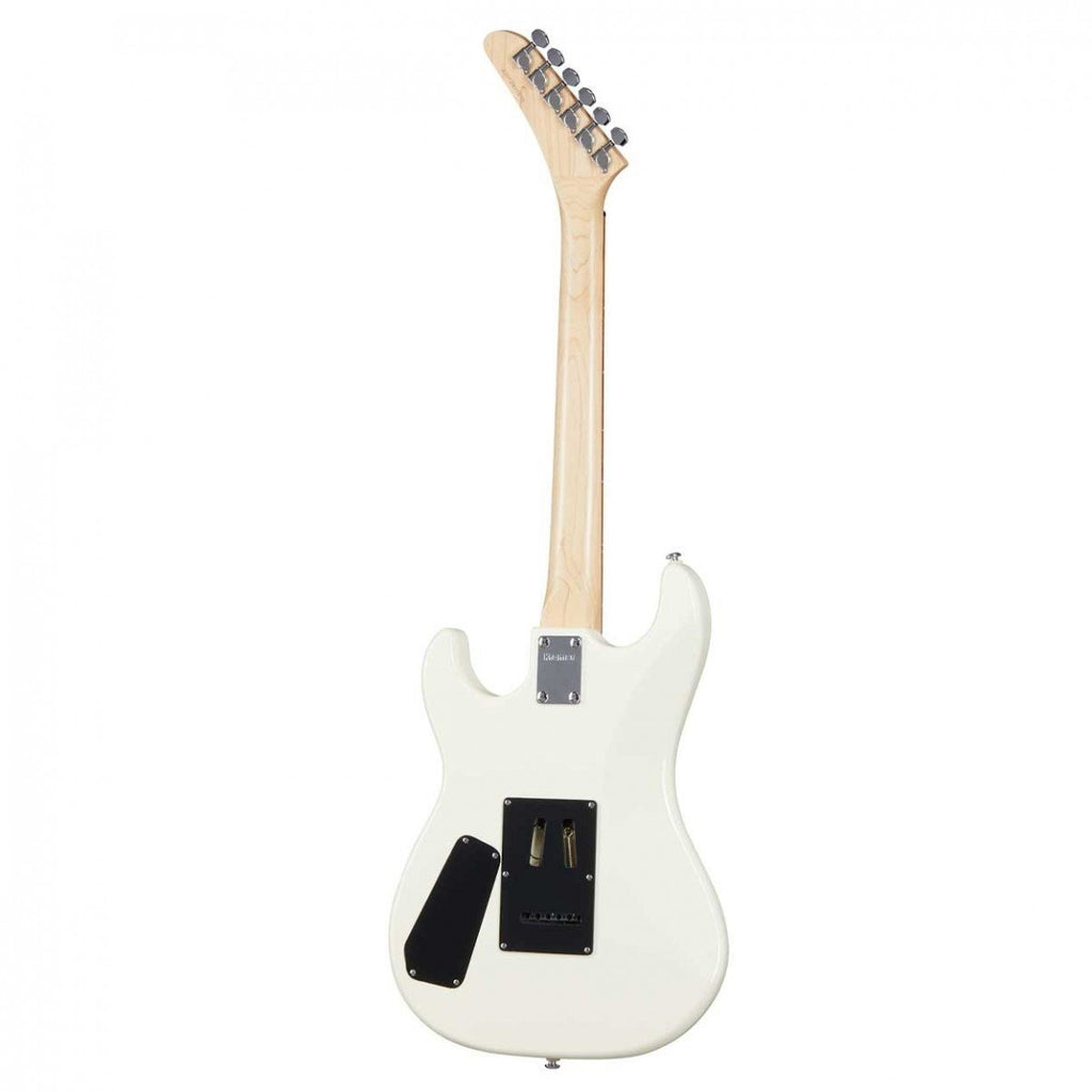Kramer Baretta Special electric guitar in vintage white with black pickguard, shown from the front with six strings and control knobs.