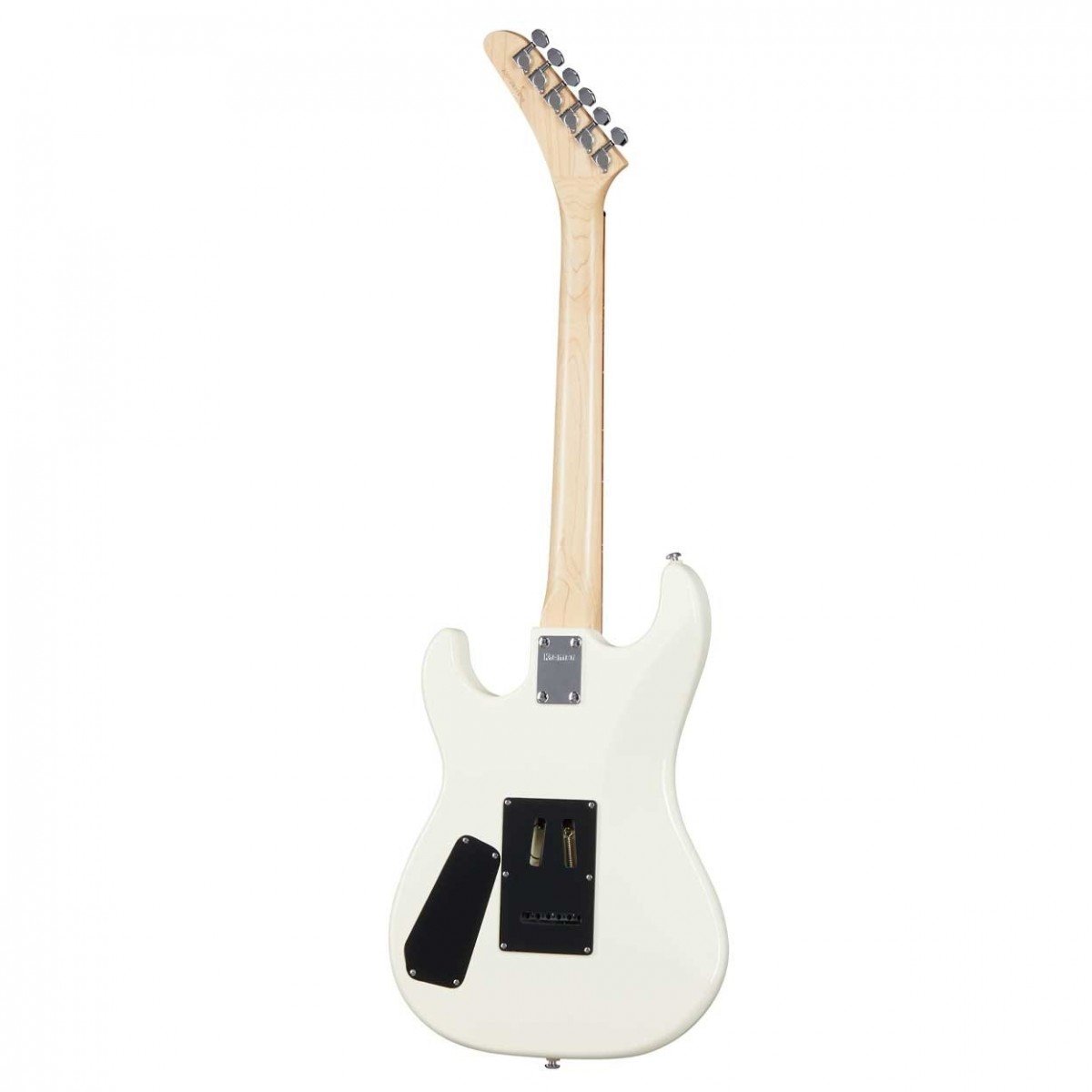 Kramer Baretta Special electric guitar in vintage white with black pickguard, shown from the front with six strings and control knobs.