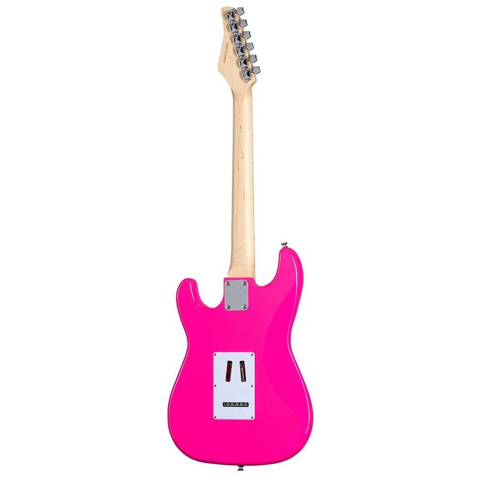 Kramer Focus VT211S electric guitar in hot pink with a sleek body and six strings, perfect for rock and metal music.