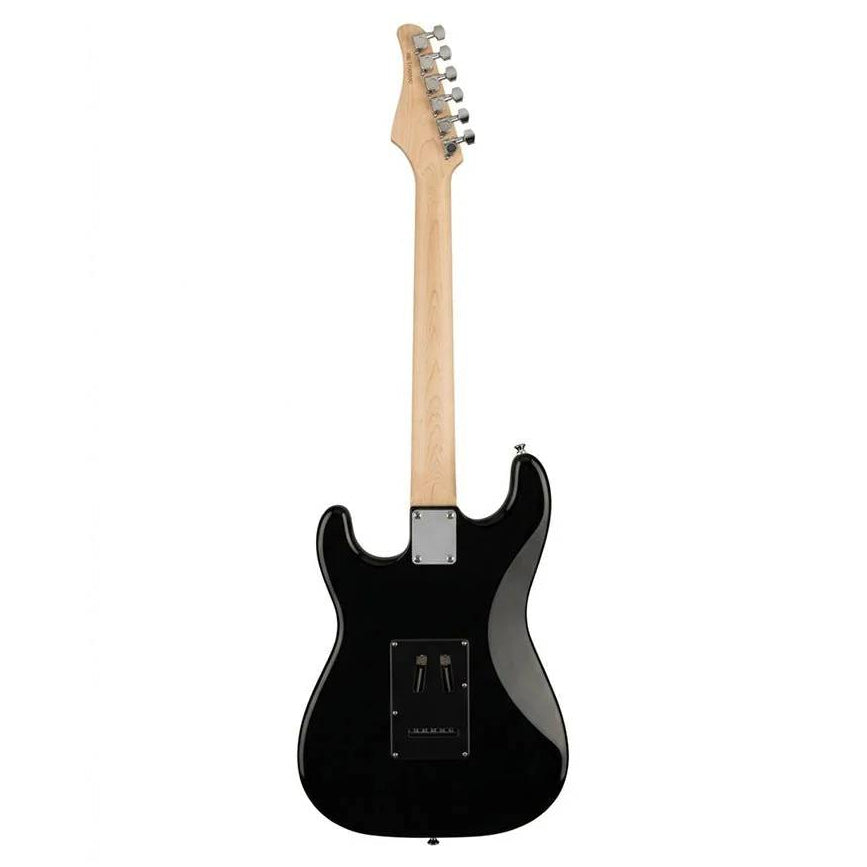 Kramer Focus VT211S electric guitar in black with matching black pickguard, shown with a sleek body and six-string design.