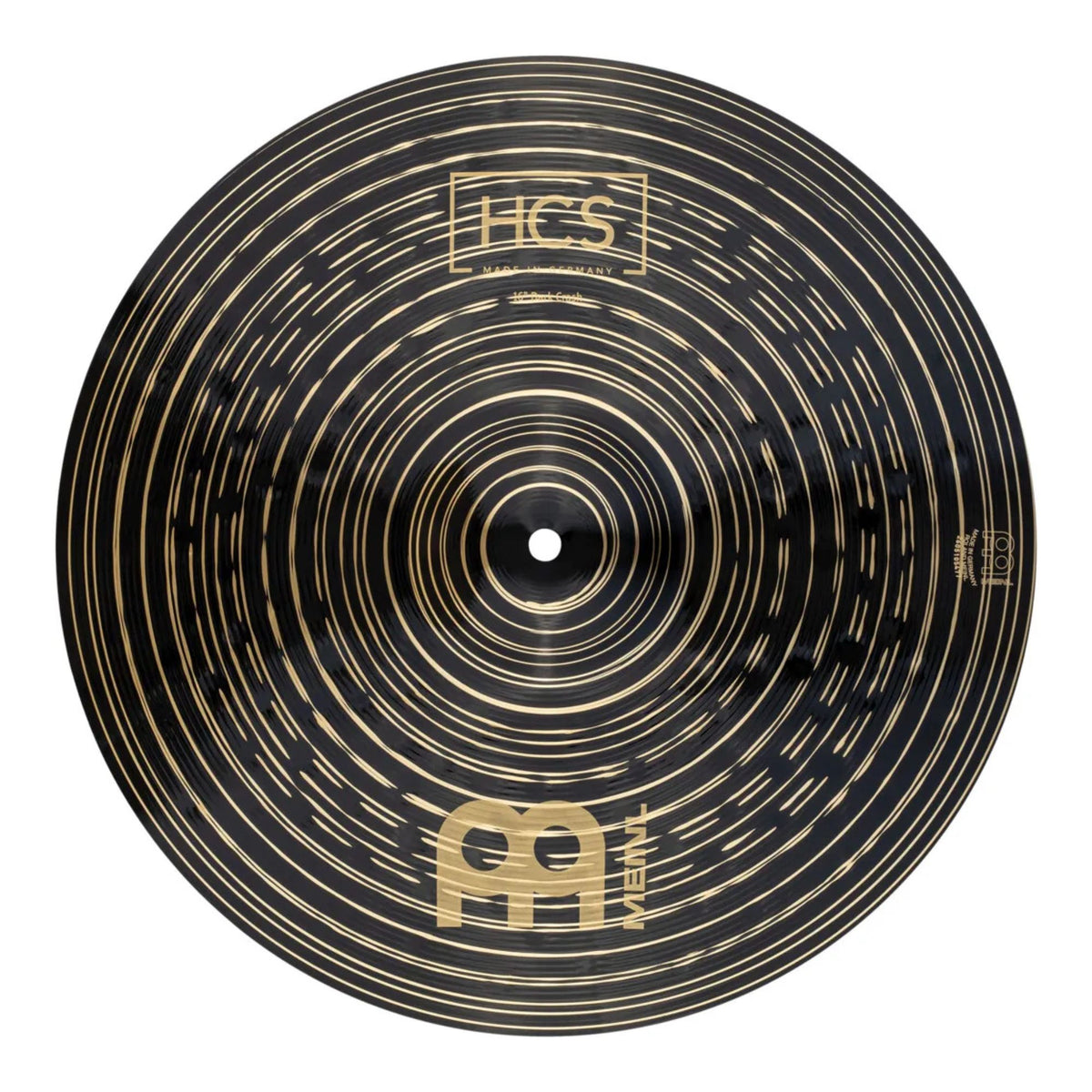 Meinl HCS Dark 16-inch crash cymbal showing its dark finish and edge design, ideal for versatile percussion sounds.