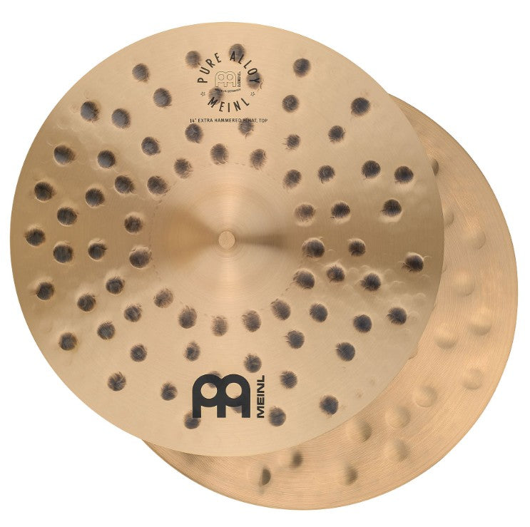 Meinl PA-14EHH Pure Alloy Extra Hammered 14-inch hi-hat cymbals, single cymbals with textured hammered finish for bright, crisp sound