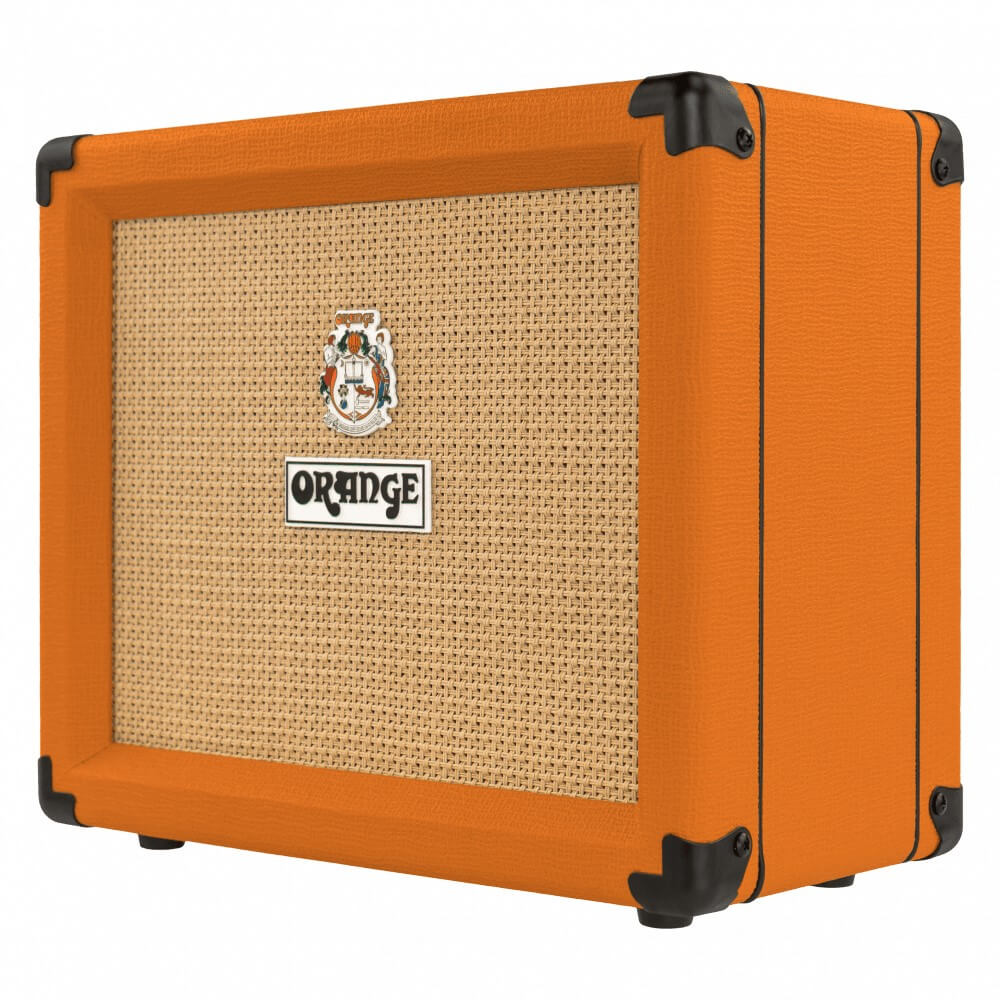Orange Crush 20RT guitar combo amplifier with 1x8" speaker, built-in tuner and reverb, in bright orange color.