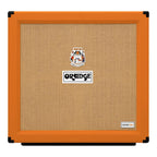 Orange Crush Pro CRPRO412 4x12 guitar amplifier cabinet with orange grille and vintage-style handles, showcasing its sturdy build and speaker setup.