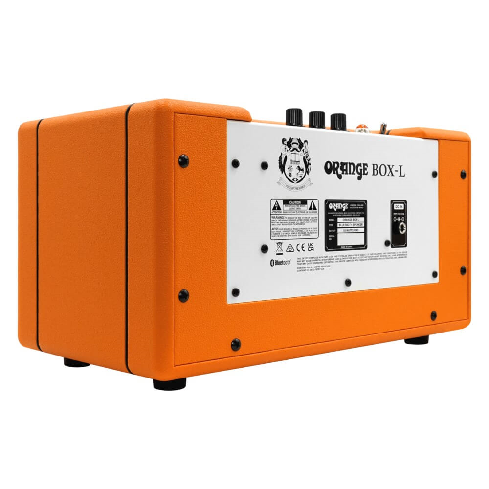 Orange Box-L large portable Bluetooth speaker by ORANGE, powered speaker with orange casing and built-in controls.