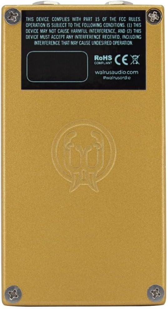 Walrus Audio Iron Horse LM308 Distortion V3 effects pedal with metal casing and control knobs for guitar sound shaping.